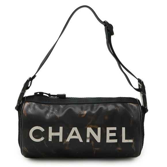 CHANEL Sport Line Coco Mark Shoulder Bag, Tubular, Rubber, Black, A28561 - Picture 2 of 9